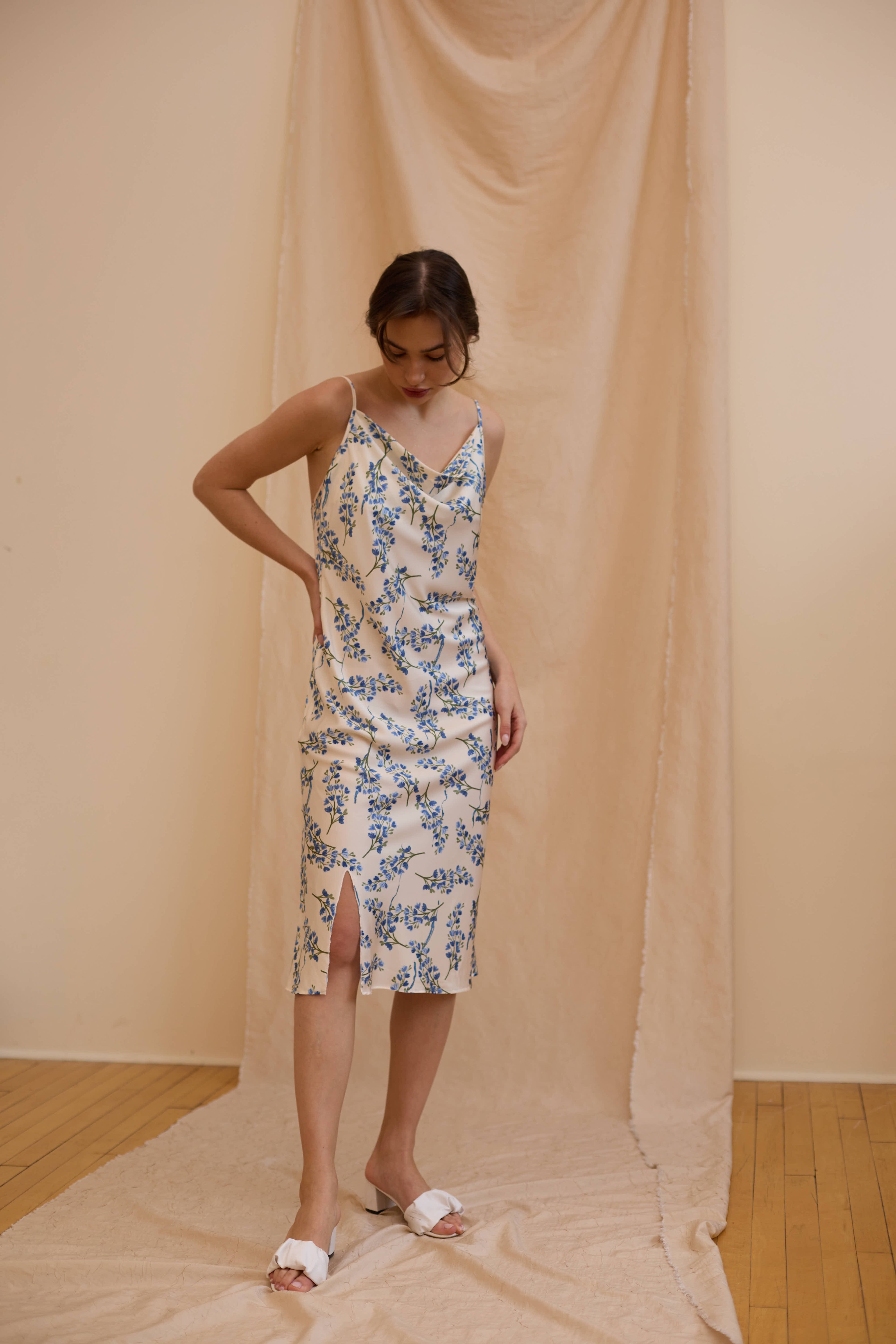 Milano Satin Dress Cowl