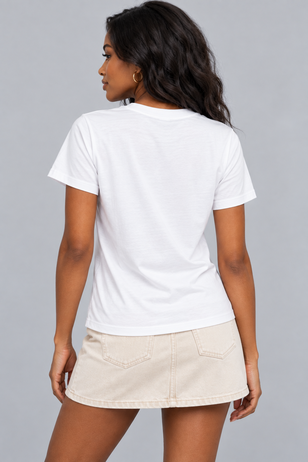 Basic white organic cotton T-shirt featuring a stylish sun and moon graphic print on the front.