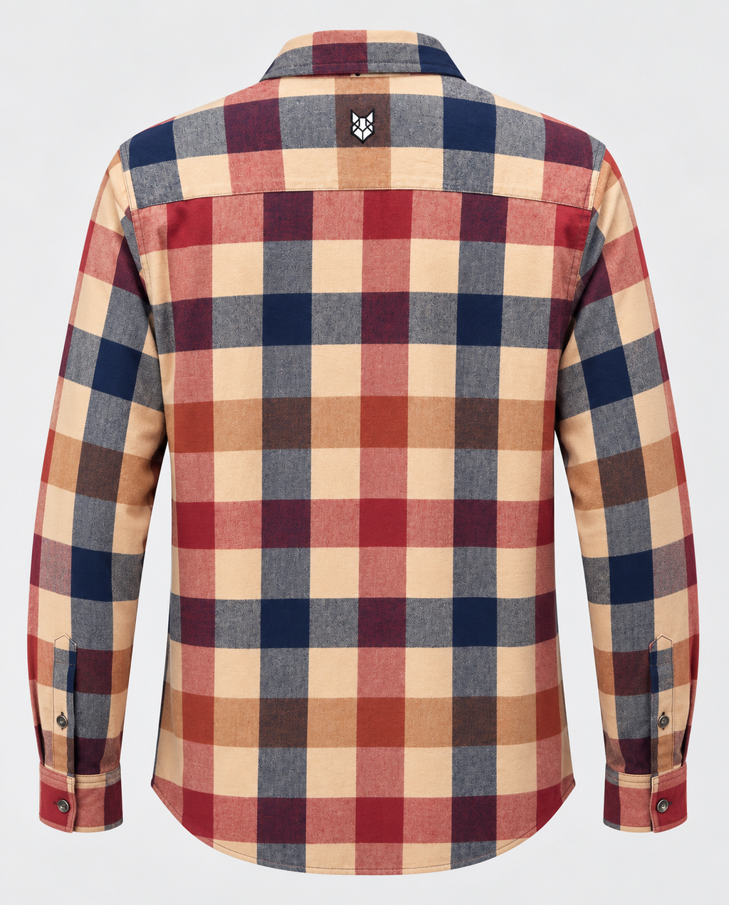Beige plaid cotton men’s shirt featuring a classic check pattern and comfortable casual fit.