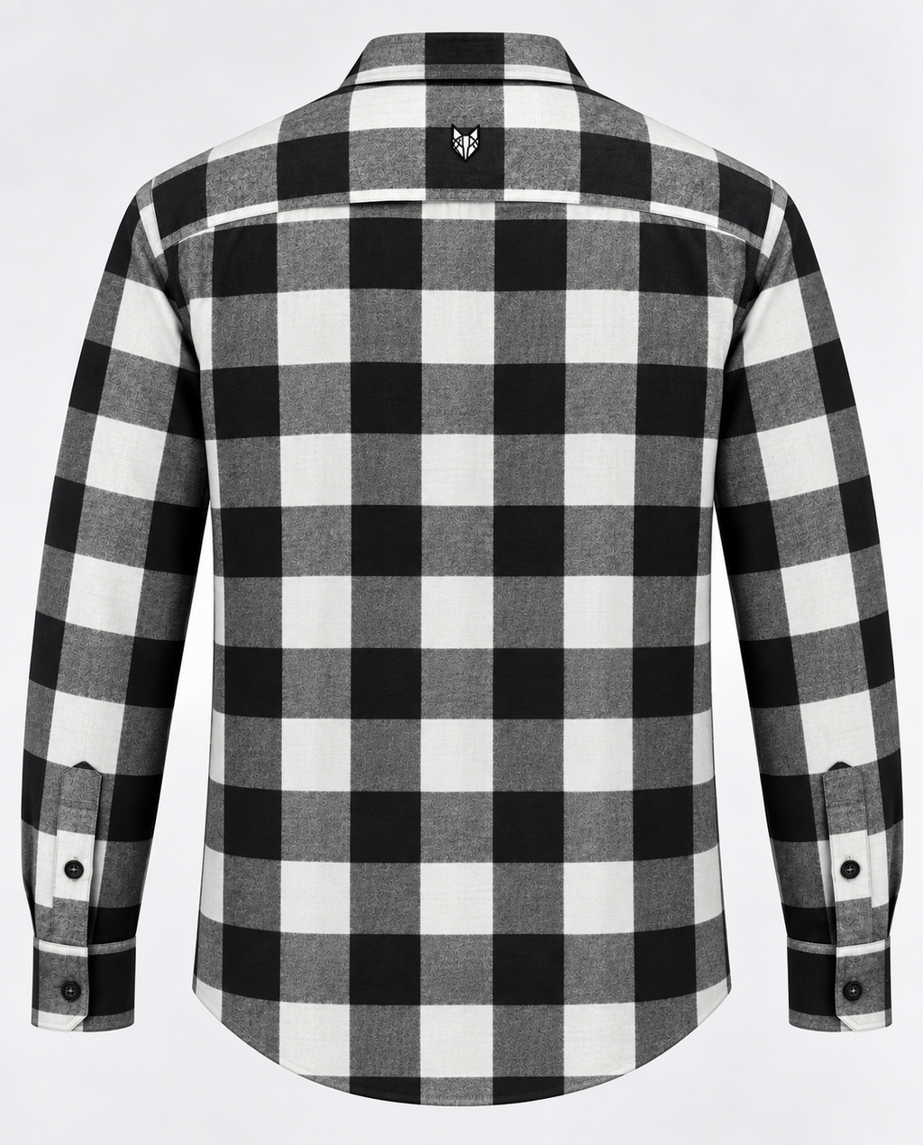 Black plaid cotton men’s shirt featuring a classic check pattern and comfortable casual fit.