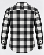 Black plaid cotton men’s shirt featuring a classic check pattern and comfortable casual fit.
