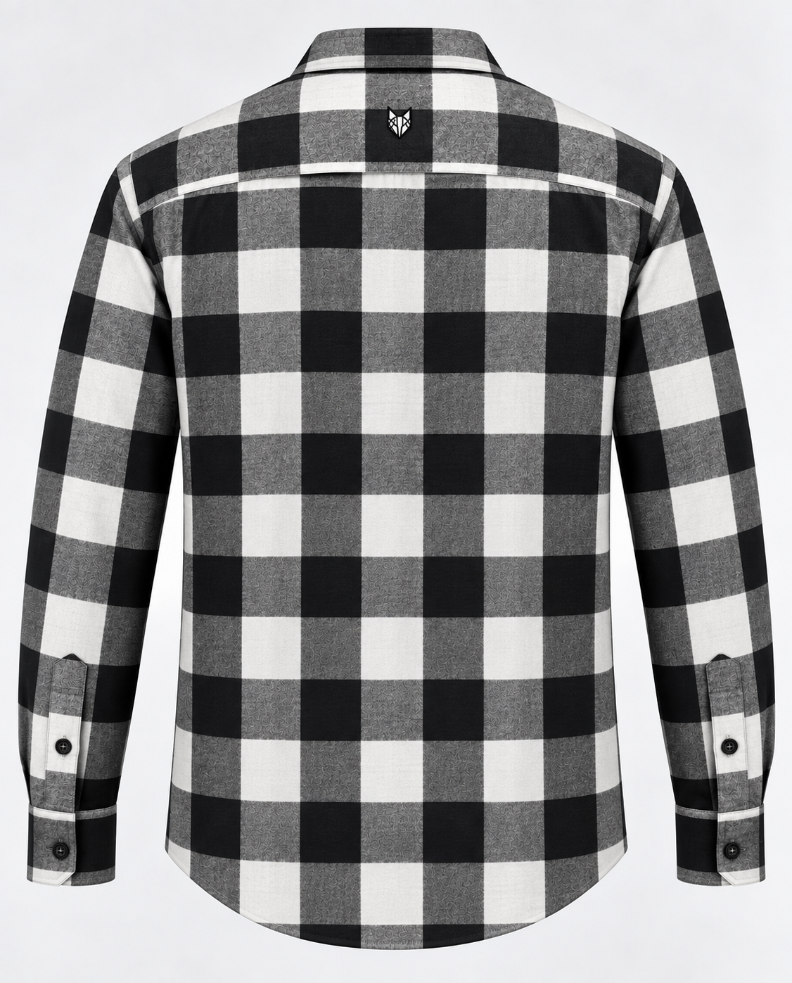Black plaid cotton men’s shirt featuring a classic check pattern and comfortable casual fit.