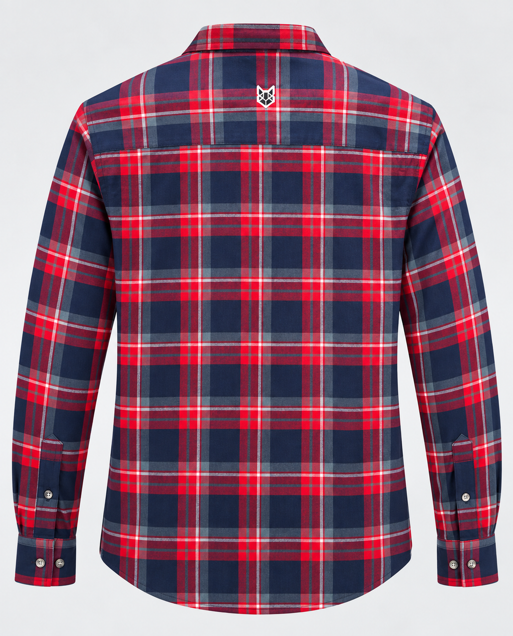 Blue plaid cotton men’s shirt featuring a classic check pattern and comfortable casual fit.