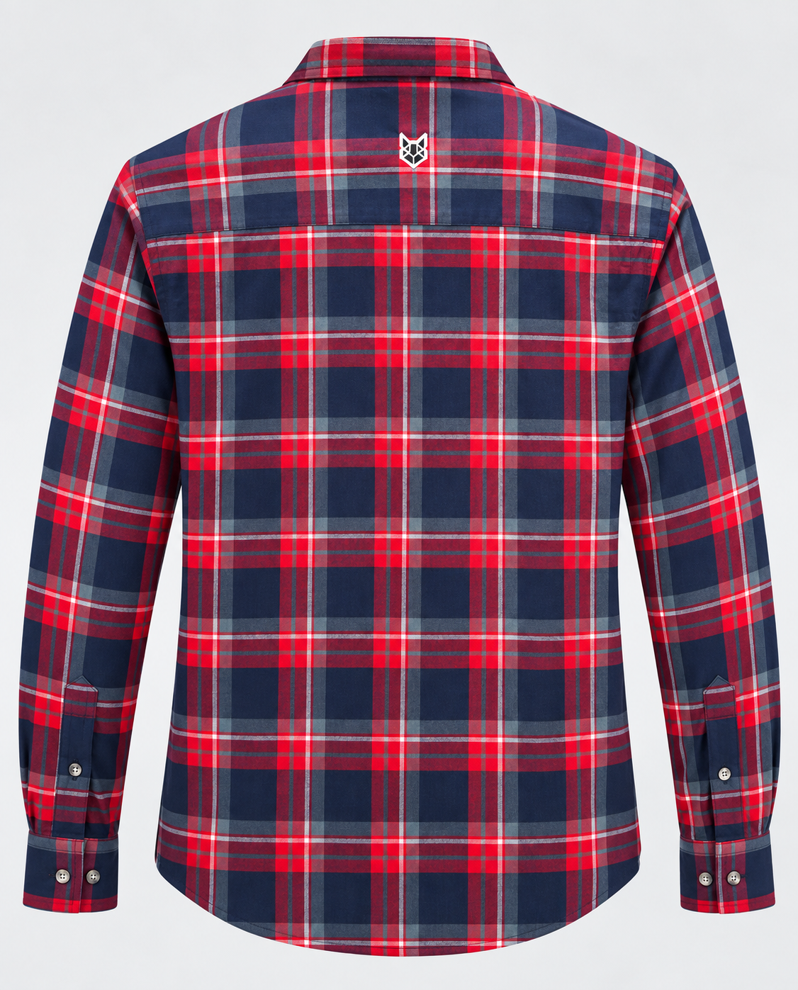Blue plaid cotton men’s shirt featuring a classic check pattern and comfortable casual fit.