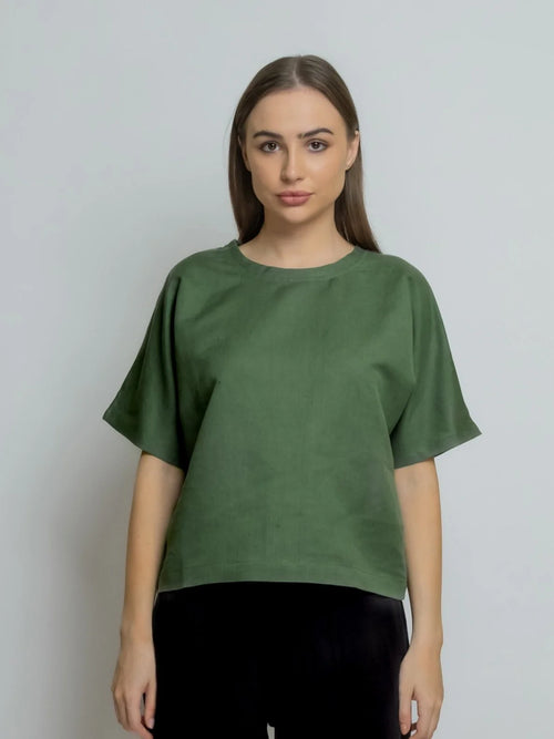 Boxy Linen Tee Roundneck 