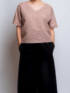Boxy Linen Tee V-neck 