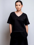Boxy Linen Tee V-neck 