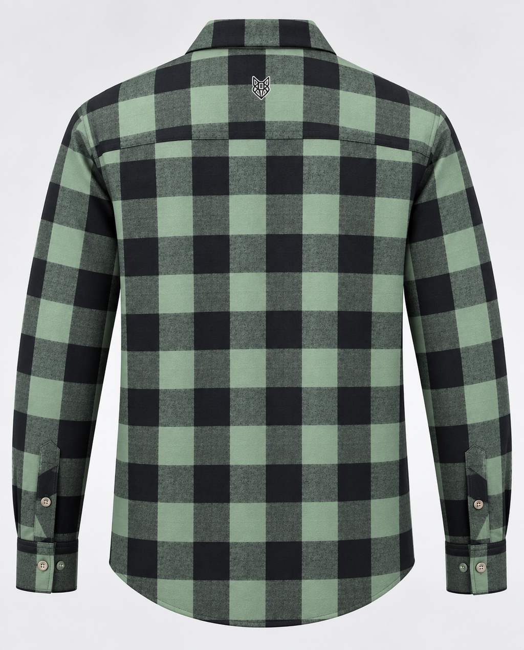 Green plaid cotton men’s shirt featuring a classic check pattern and comfortable casual fit.