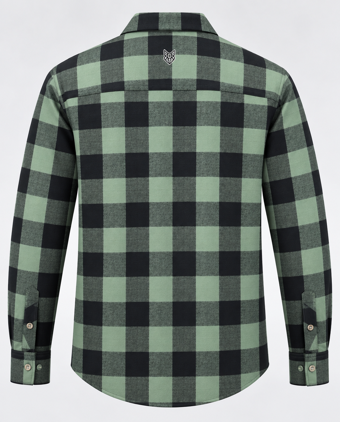 Green plaid cotton men’s shirt featuring a classic check pattern and comfortable casual fit.
