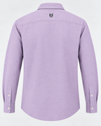 Lavender cotton men’s shirt featuring a classic check pattern and comfortable casual fit.