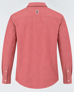 Salmon cotton men’s shirt featuring a classic check pattern and comfortable casual fit.