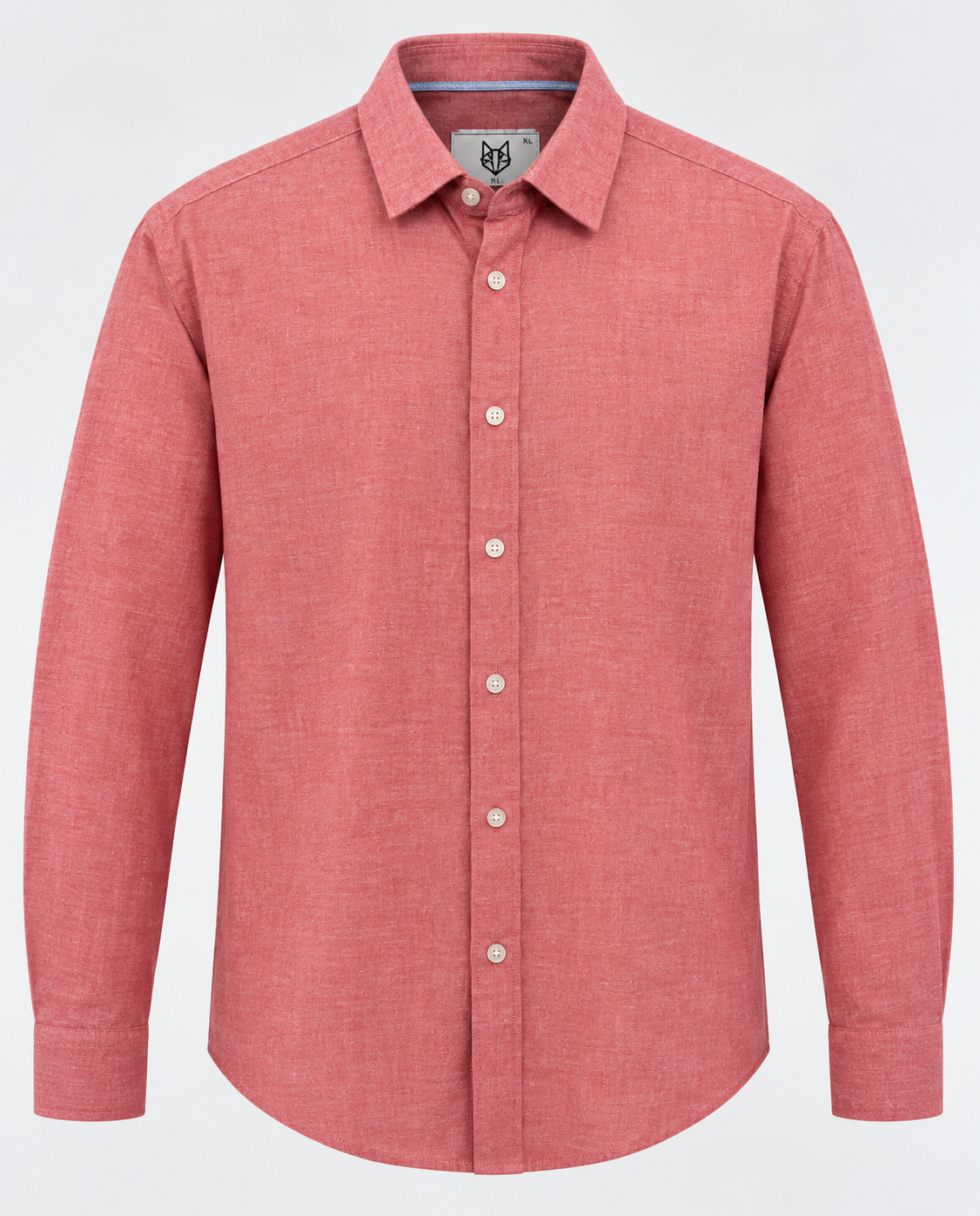 Salmon cotton men’s shirt featuring a classic check pattern and comfortable casual fit.