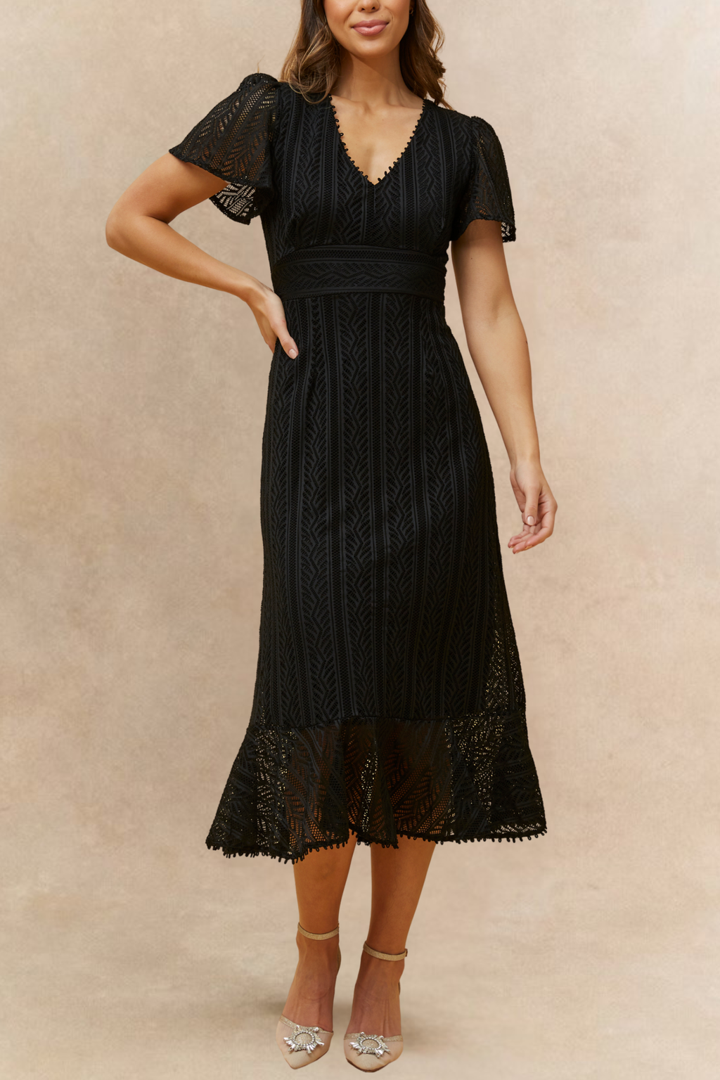 Bonnie Stretch Crochet Midi Dress
