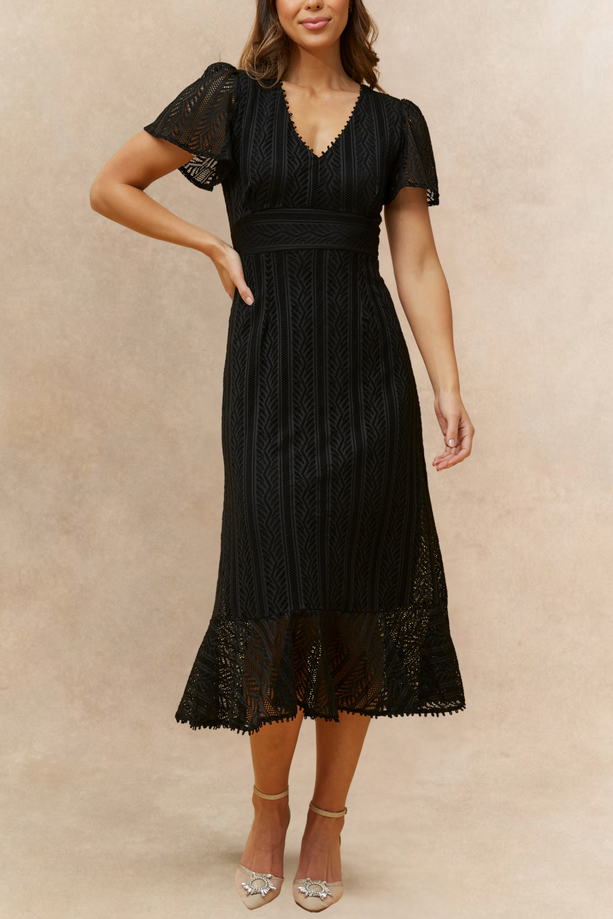 Bonnie Stretch Crochet Midi Dress